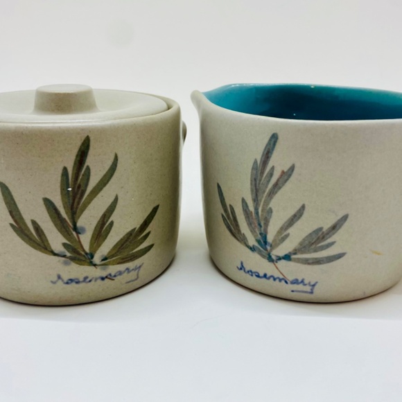 Chatham Pottery Stoneware "Rosemary" Sugar and Creamer Dish - Picture 10 of 10